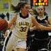 Saline High School senior Caitlin Ellis dribbles in the first half of the game against Woodhaven on Tuesday, March 5. Daniel Brenner I AnnArbor.com